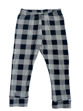 Little and Lively Black and Cream Buffalo Plaid Bamboo Leggings